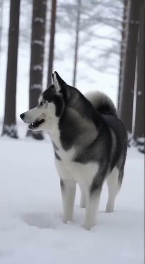 Husky Digging in Snow