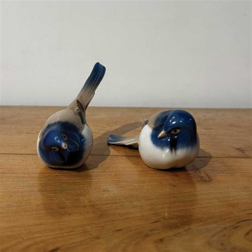 Royal Copenhagen Porcelain Bird Figurines Set of 2 | Danish Art Pottery Birds | Hand Painted Blue White Mini Bird Statues - Etsy