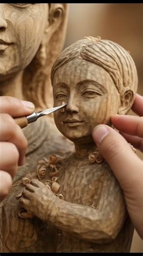 Old Villager Carves a Life-Size Mother Holding Her Child from Wood ❤️🔥