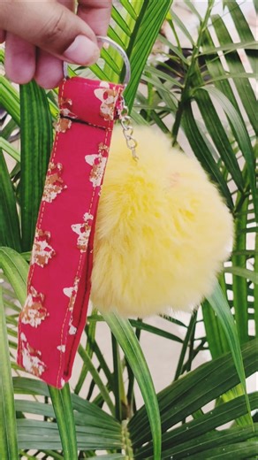 🐥✨ Handmade fabric keychain with a fluffy chick charm – perfect for bags & keys! 💖🔑"#diy #keychain