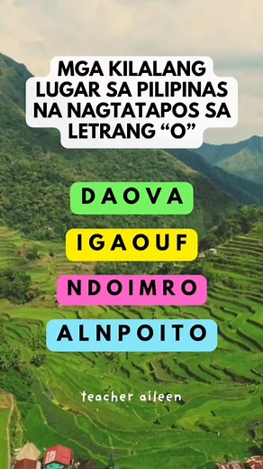 Mga kilalang lugar sa Pilipinas na nagtatapos sa letrang "O" #iqtest #logic #wordplay #JumbledWords #palaisipan #braingame #brainteaser #teacher #teacherreels #reelschallenge | Teacher Aileen Creates & Prints