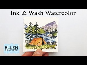 Ink & Wash Watercolor Tutorial- Mini Monday Camp scene