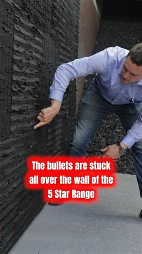 The bullets are stuck all over the wall of the indoor five star gun rage #parmaohio #shootingrange