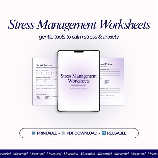 Stress Management Worksheets Printable Anxiety Relief Tools Calm Overthinking Self Care PDF Workbook Download - Etsy