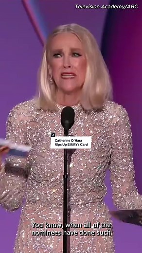 #CatherineOHara, you had us in the first half. 🤣 #EMMYs (🎥: Courtesy of Television Academy/ABC)
