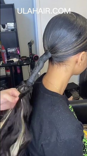 👏Sleek Low Ponytail On Thick Natural Hair | Mix Highlight Color + No Heat Tutorial Ft.‪@UlaHair‬