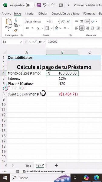 Calcula el pago mensual de tu préstamo en Excel