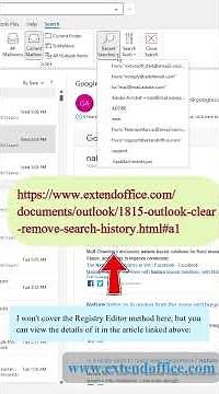 Clear recent search history in Outlook