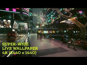 Cyberpunk - Live wallpaper - Ultra Wide 4K (3440 x 1440) - Atmospheric - Crowd noise