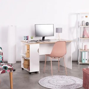 [Hot Item] Porch & Den Ruth Office Computer Writing Desk with Shelves and Wheels