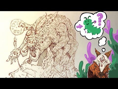 Monster Caterpillar | Creature Character Design | Concept Art | How to draw comic book style