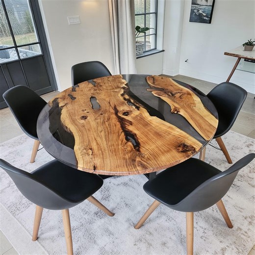 Round Epoxy Dining Table, Round Epoxy Table, Round Black Epoxy Table, Round Epoxy Coffee Table, Round Dining Table, Translucent Epoxy Table - Etsy