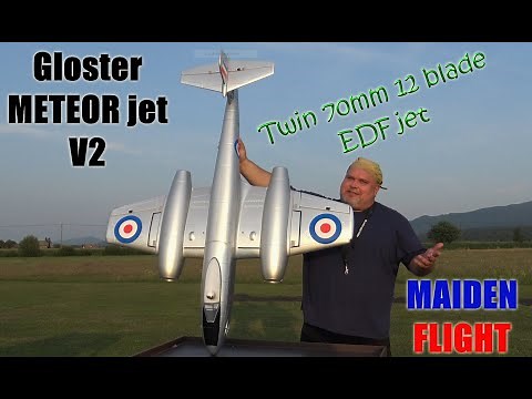 Dynam Gloster Meteor V2 Twin 12 blade 70mm EDF Jet 6S power Maiden flight & full speed touch and go