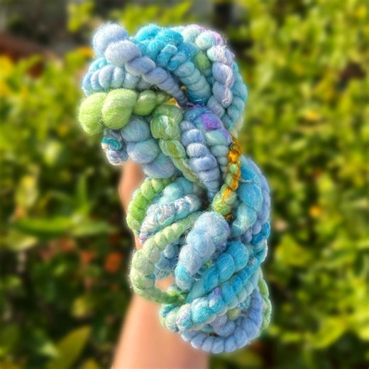 Bobble Coiled Handspun Yarn – Chunky Wool Art Yarn - 6 Yards Sky Meadow - Etsy