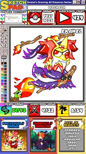 Drawing Mega Delphox 🧹 | Drawing All Pokemon Series (DAY 88)