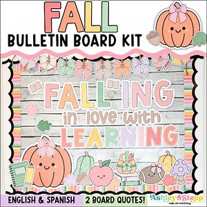 Fall Bulletin Board Kit | Fall Bows & Composition Decor | Bilingual Autumn Decor