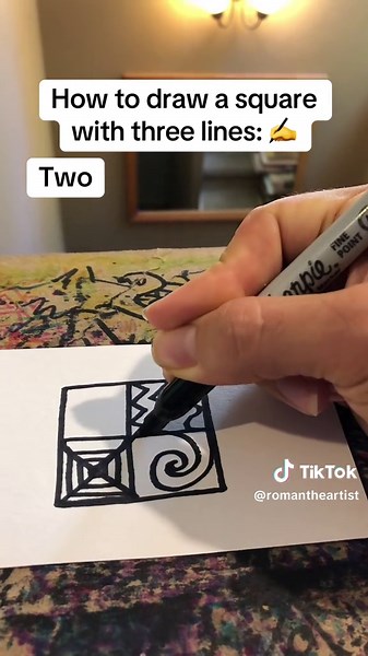 How to draw a square with three lines ✍️