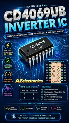 CD4069UB IC Explained | Hex Inverter Working, Pinout & Applications