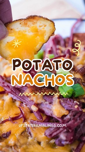 1.8K views · 12 reactions | ☘️Dive into a crispy, cheesy Irish classic with these Potato Nachos! Want to recreate this mouthwatering dish? 凜燎 Check out the detailed recipe on www.upstateramblings.com/irish-nachos/ #PotatoNachos #Foodie #RecipeOfTheDay #Yummy #EasyRecipes #HomeCooking #DeliciousEats #ComfortFood #InstaFood #FoodBloggers #UpstateRamblings | Air Fryer Enthusiasts | Facebook