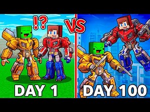 JJ and Mikey Survive 100 DAYS as TRANSFORMERS in Minecraft ! - Maizen