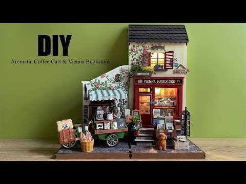Rolife Aromatic Coffee Cart & Vienna Bookstore | DIY Miniature Dollhouse | Relaxing Satisfying Video