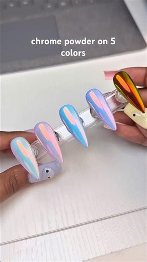 testing the VIRAL chrome powder ✨ #chromenails #nails #nailtech #gelnails #gelxnails