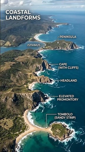 Geography Now: Coastal Landforms EXPLAINED: Peninsula, Cape, Headland, Isthmus, Tombolo & Promontory
