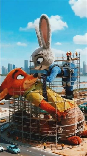 Giant Zootopia Statues! Nick & Judy Take Over the World's Biggest Cities (Fan Art Animation) #shorts