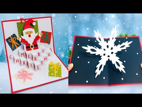 2 Beautiful Christmas Pop-Up Cards 🎄 | Easy Santa & Snowflake DIY
