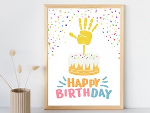 Handprint Birthday Cake Keepsake: DIY Birthday Card (instant Download) - Etsy