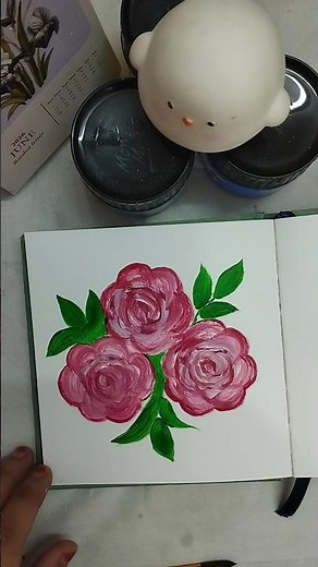 Beautiful Pink Roses Painting 🌹 Easy & Satisfying Flower Art for Beginners