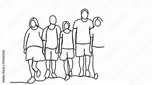 Group of people forming team. Concept for diversity and inclusion theme. One line drawing animation with alpha channel.