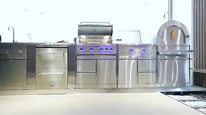 Custom Luxury Stainless Steel Modular Outdoor Kitchen Cabinet with Sink & Countertop BBQ Grill Appliances for Dining & Mall Use