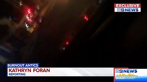 #WATCH: An accused hoon has been caught doing burnouts in front of Gold Coast police stations. The alleged driver even filmed his antics for everyone to see. #9News | http://9News.com.au | 9 News Gold Coast