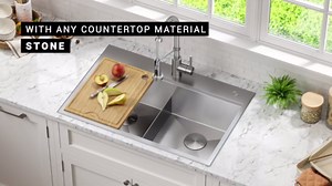 KRAUS Bellucci Workstation 33 in. Drop In Single Bowl Granite Kitchen Sink in White with Accessories, KGTW1-33WH