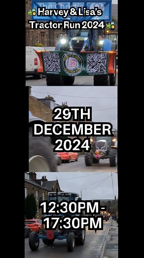 🚜 Harvey & Lisa's Tractor Run 2024 🚜 Join them on 29th December 2024 as they honour the memory of Stuart Wainwright and raise funds for The Christie Charity! 📍 Starting Point: Hill Top Farm, Woodford, Bramhall, Stockport, Cheshire, SK7 1PS ⏰ Participant Arrival: 11:00 AM (no later than 12:30 PM) 🚜 Route: Travelling through Poynton (13:30), Marple(14:30), Strines Road, New Mills(15:10), Birch Vale, Hayfield(15:45), Disley (17:00), High Lane, finishing on Middlewood Road (17:30). All participa