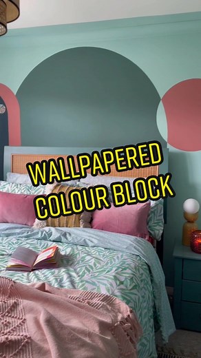 DIY Wallpaper and Colour Blocking Feature Wall Transformation
