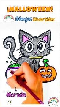 🎨 Dibuja un Gato Negro de Halloween 🎃 ¡Fácil y Divertido! | DIBUJOS DIVERTIDOS | Dibujos para niños