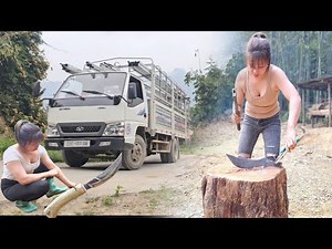 Full video: Girl works as a construction worker and loads construction materials.