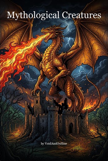 Mythological Creatures Adult Coloring Book — 30 Detailed Pages, Dragons, Griffins, Kraken, Instant Download PDF - Etsy
