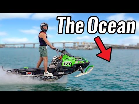 Water Skipping my Snowmobile on the Ocean