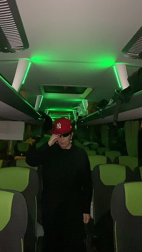 Exploring a Bus Interior with Unique LED Lighting