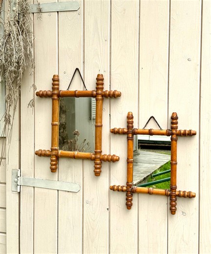 Pair of French Antique Faux Bamboo Mirrors, Early 1900s Art Deco Wall Mirrors - Etsy