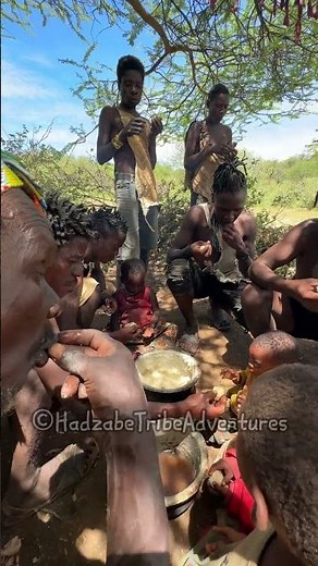 Hadzabe Tribe bushmen live their entire life in the forest, sharing anything they find