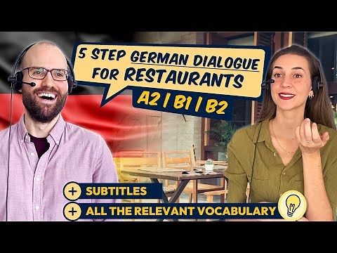 German Dialogue in Restaurant (A2, B1, B2) 🍕🍷| Conversation for Ordering Food + Drinks | Payment