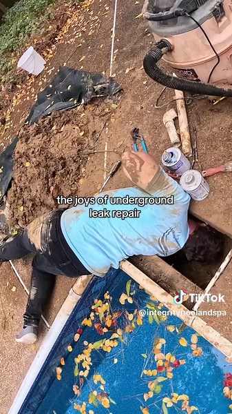 Fun stuff 🤠 But on a serious note — leaks only get worse with time! We’ll handle the dirty work so you don’t have to. #fyp #underground #leak #repair #poolrepair