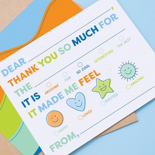 Emotion-filled Kids Thank You Cards: Fill-in-the-blank Notes for Birthday Parties & Gratitude Practice, Easy Thank You Cards; Teach Kids - Etsy