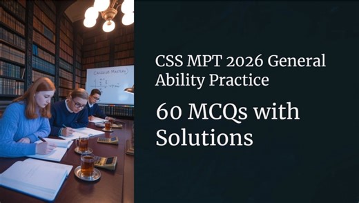 Preparing for the CSS MPT 2026 General Ability section? Dive into this comprehensive practice session from Lecture 4, Set 2—featuring 60 high-yield MCQs (Questions 91–150) designed to mirror the FPSC screening test. Whether you're tackling Current Affairs, Pakistan Studies, Islamic Studies, English, or Everyday Science, these questions build your speed, accuracy, and confidence to aim for a perfect score! | CSS PMS TIMES