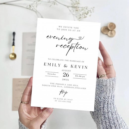 Editable Wedding Reception Invitation Template | Evening Celebration Card | Digital Download - Etsy