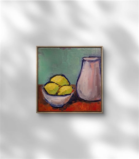 Still Life With Lemons – Original Oil Painting on Canvas 8x8 Inch - Etsy